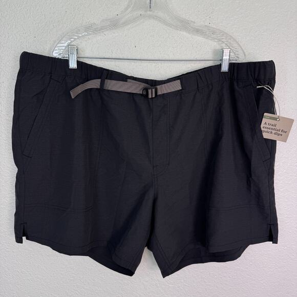 REI Trailmade Amphib Shorts Mens XXL Belted Ripstop Hiking Swim UPF 50 Black 2XL - Picture 1 of 11